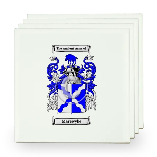Marewyke Set of Four Small Tiles with Coat of Arms