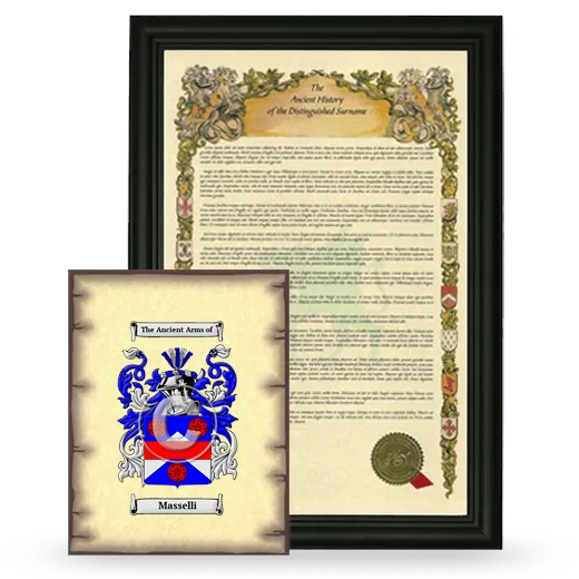 Masselli Framed History and Coat of Arms Print - Black