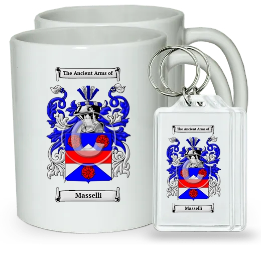 Masselli Pair of Coffee Mugs and Pair of Keychains