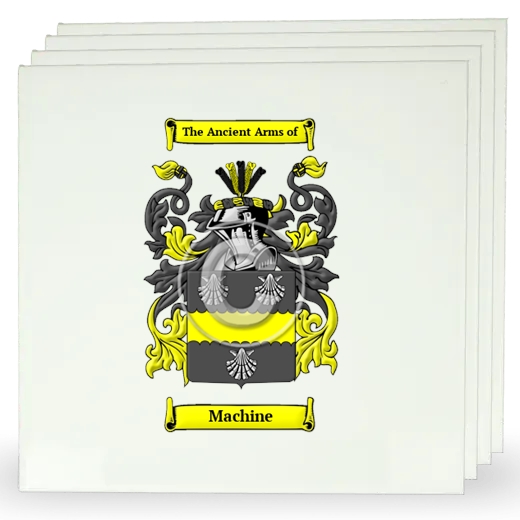 Machine Set of Four Large Tiles with Coat of Arms