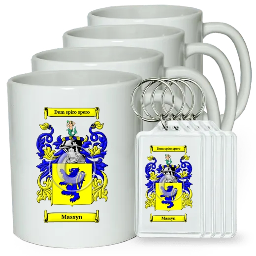 Massyn Set of 4 Coffee Mugs and Keychains