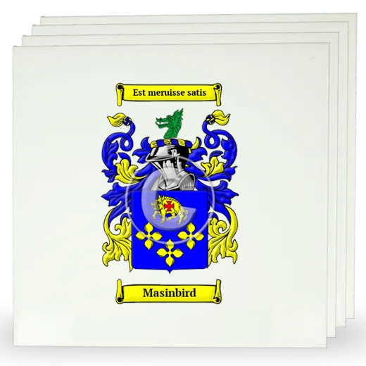 Masinbird Set of Four Large Tiles with Coat of Arms