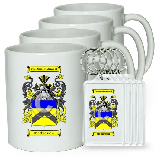 Mathiessen Set of 4 Coffee Mugs and Keychains