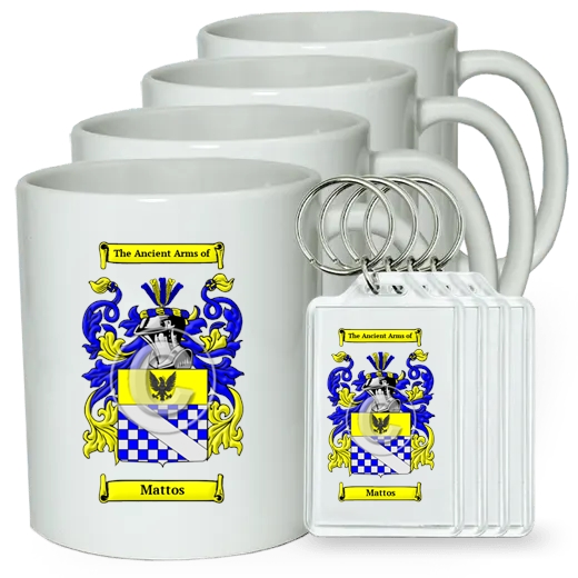 Mattos Set of 4 Coffee Mugs and Keychains