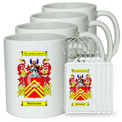 Mattussint Set of 4 Coffee Mugs and Keychains