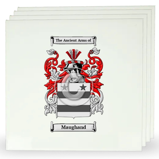 Maughand Set of Four Large Tiles with Coat of Arms