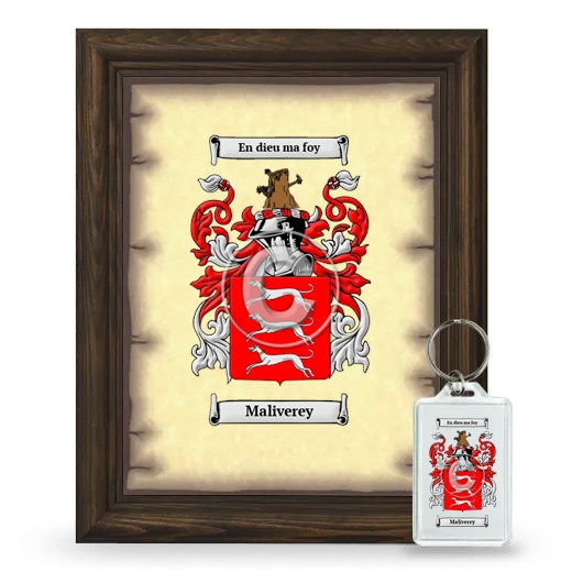 Maliverey Framed Coat of Arms and Keychain - Brown