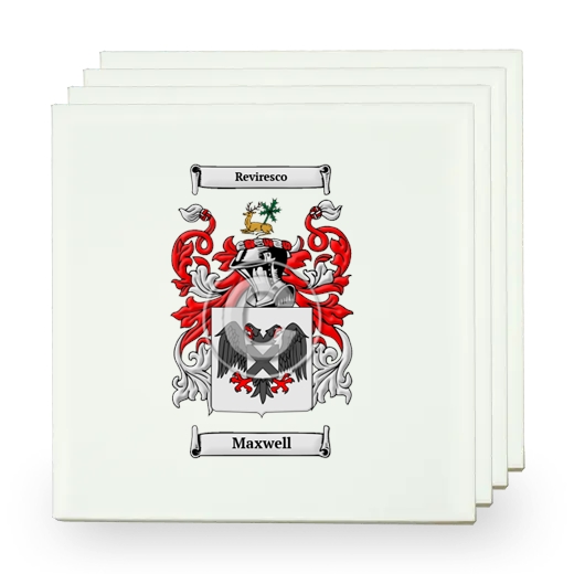 Maxwell Set of Four Small Tiles with Coat of Arms