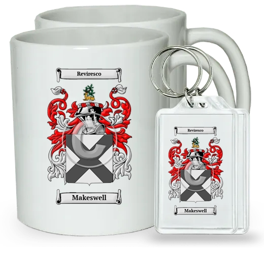 Makeswell Pair of Coffee Mugs and Pair of Keychains