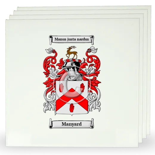 Manyard Set of Four Large Tiles with Coat of Arms