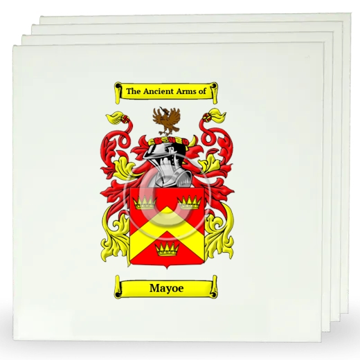 Mayoe Set of Four Large Tiles with Coat of Arms