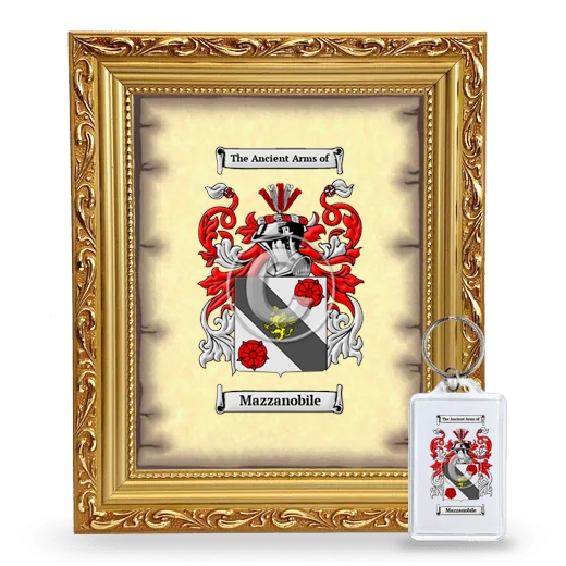 Mazzanobile Framed Coat of Arms and Keychain - Gold