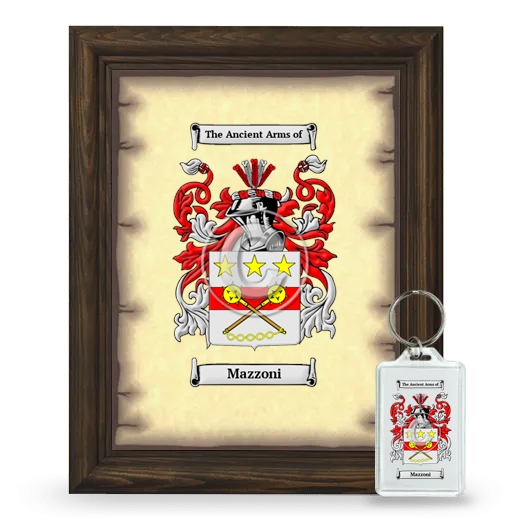 Mazzoni Framed Coat of Arms and Keychain - Brown