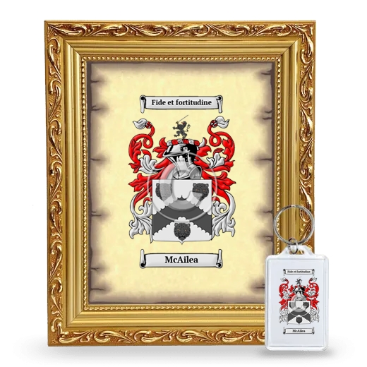 McAilea Framed Coat of Arms and Keychain - Gold