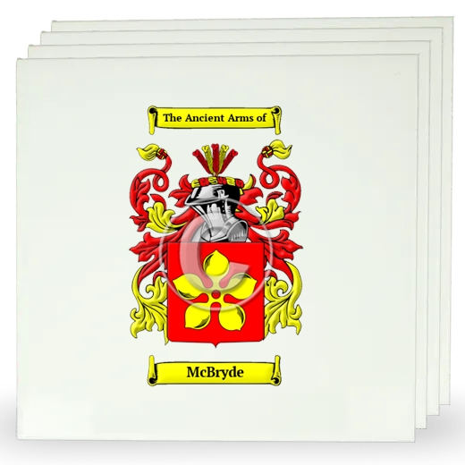 McBryde Set of Four Large Tiles with Coat of Arms