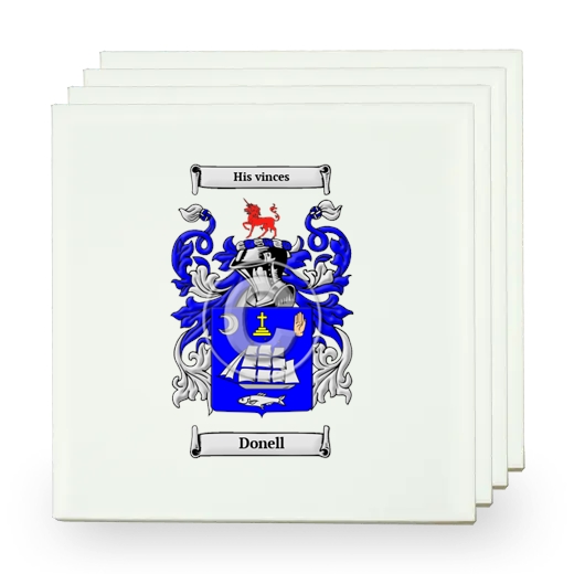 Donell Set of Four Small Tiles with Coat of Arms