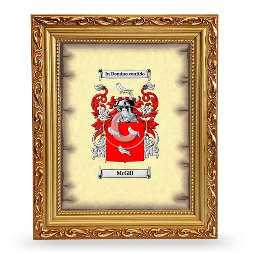 McGill Coat of Arms Framed - Gold