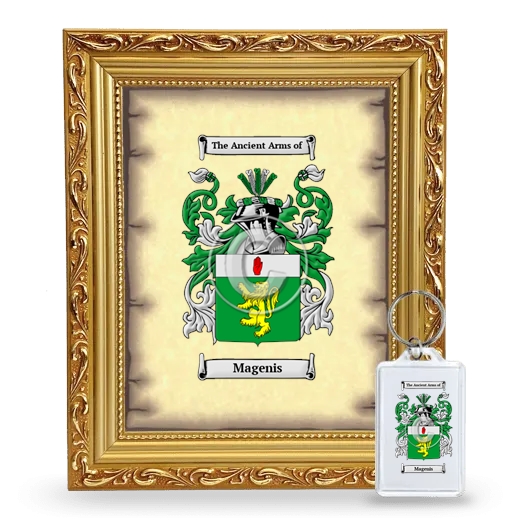 Magenis Framed Coat of Arms and Keychain - Gold