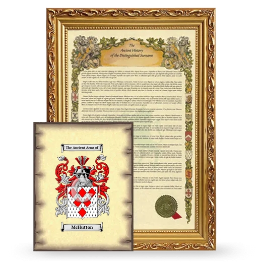 McHutton Framed History and Coat of Arms Print - Gold