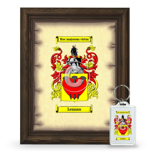 Lennan Framed Coat of Arms and Keychain - Brown