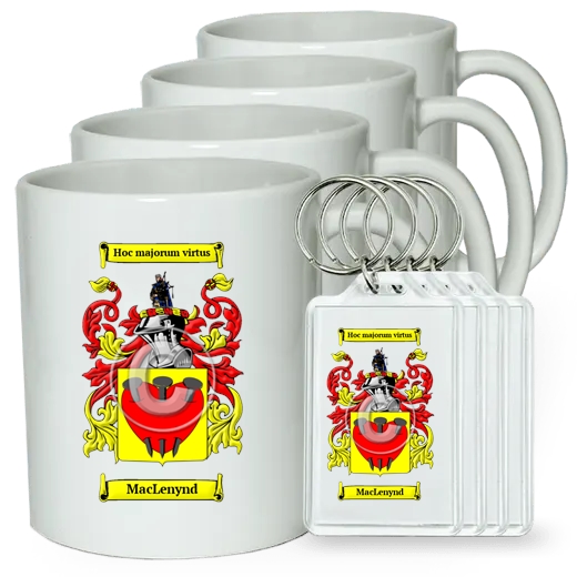 MacLenynd Set of 4 Coffee Mugs and Keychains