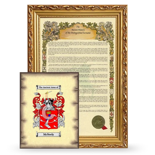 McNeely Framed History and Coat of Arms Print - Gold