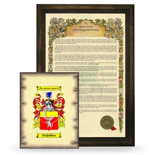 McQuillian Framed History and Coat of Arms Print - Brown