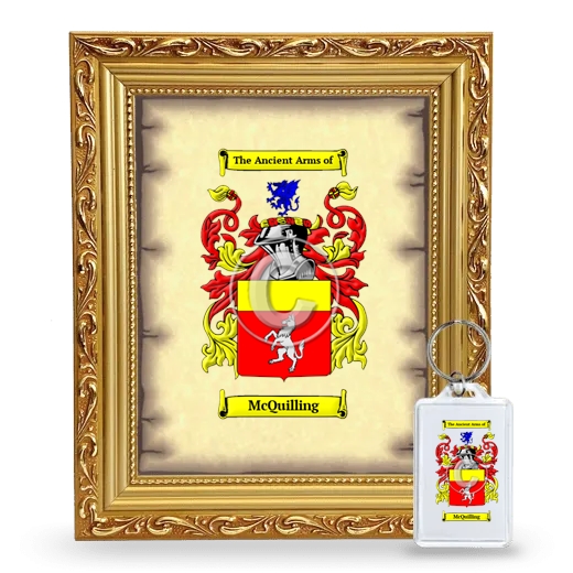 McQuilling Framed Coat of Arms and Keychain - Gold