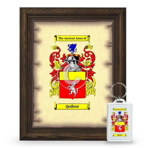 Quilent Framed Coat of Arms and Keychain - Brown