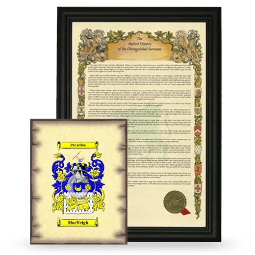 MacVeigh Framed History and Coat of Arms Print - Black