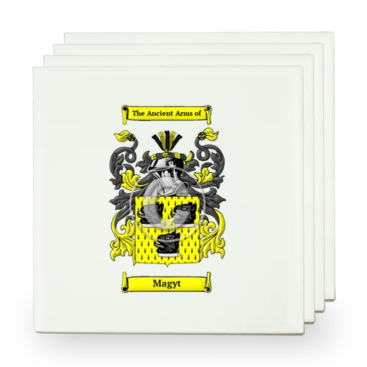 Magyt Set of Four Small Tiles with Coat of Arms