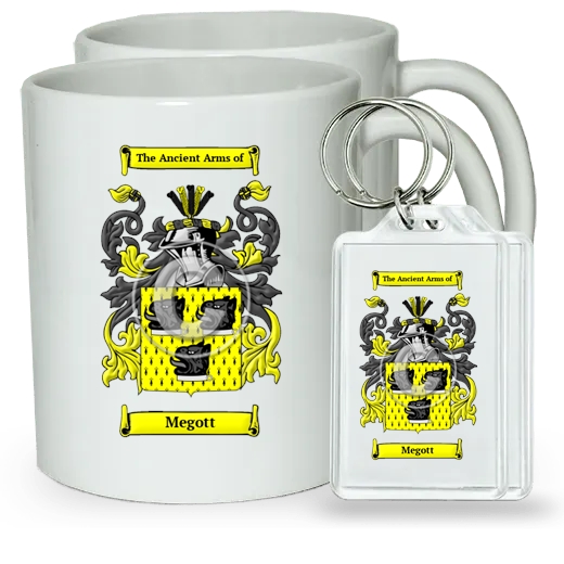 Megott Pair of Coffee Mugs and Pair of Keychains