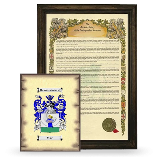 Mire Framed History and Coat of Arms Print - Brown