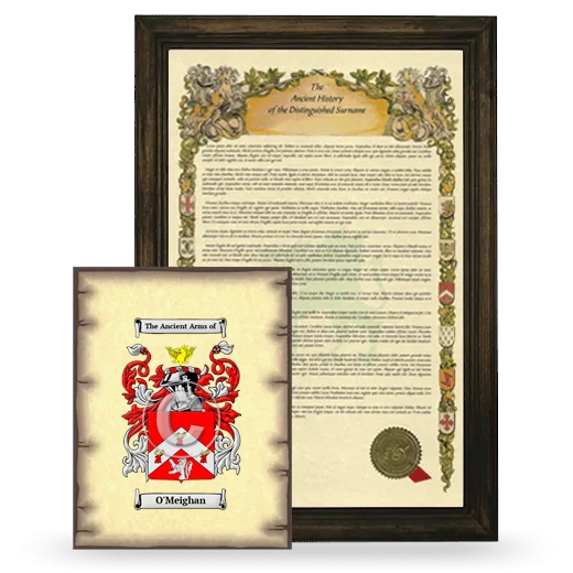 O'Meighan Framed History and Coat of Arms Print - Brown