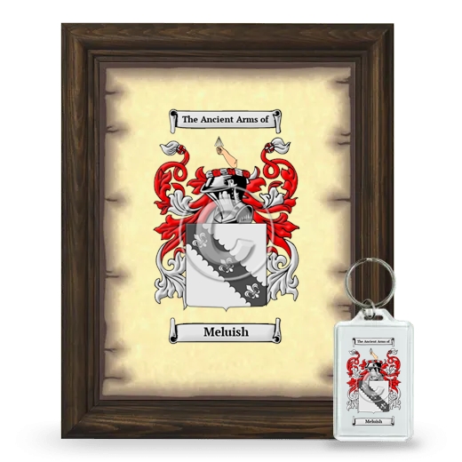 Meluish Framed Coat of Arms and Keychain - Brown