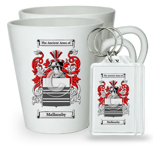 Mallansby Pair of Latte Mugs and Pair of Keychains