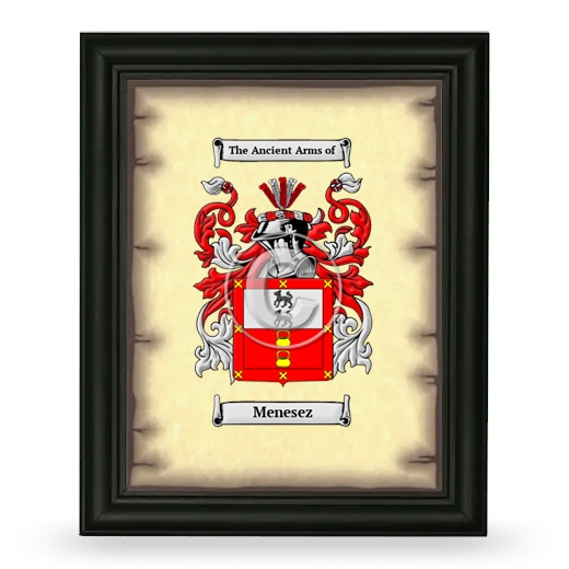 Menesez Coat of Arms Framed - Black