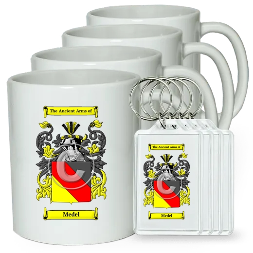 Medel Set of 4 Coffee Mugs and Keychains