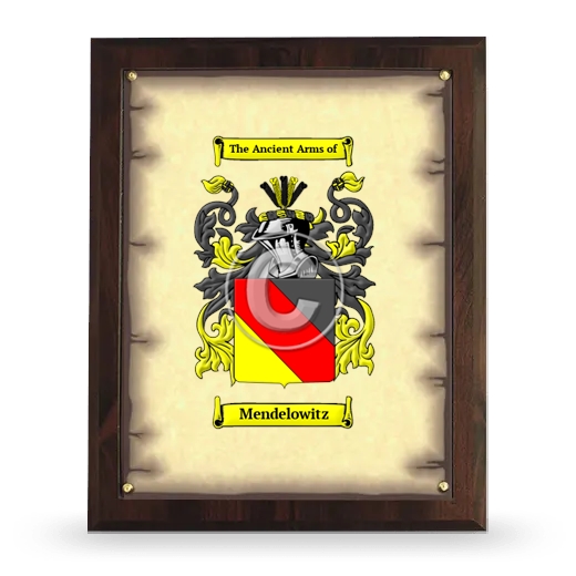 Mendelowitz Coat of Arms Plaque