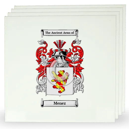 Menez Set of Four Large Tiles with Coat of Arms