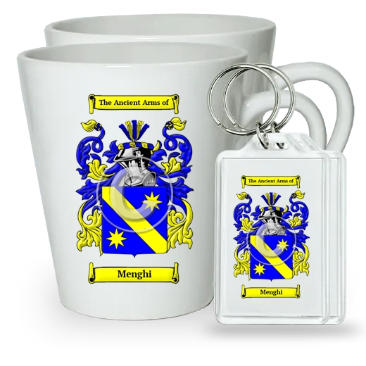 Menghi Pair of Latte Mugs and Pair of Keychains