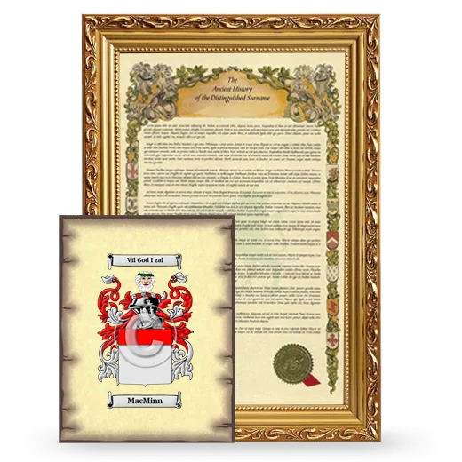 MacMinn Framed History and Coat of Arms Print - Gold