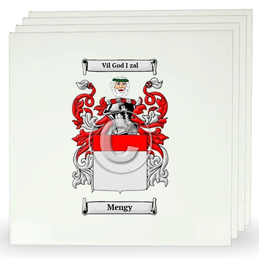 Mengy Set of Four Large Tiles with Coat of Arms