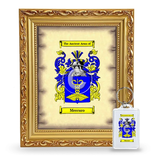 Mercuro Framed Coat of Arms and Keychain - Gold