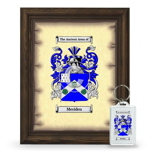 Meriden Framed Coat of Arms and Keychain - Brown