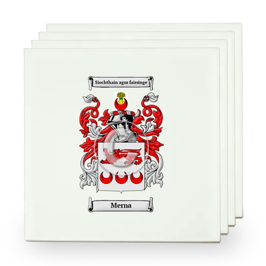 Merna Set of Four Small Tiles with Coat of Arms