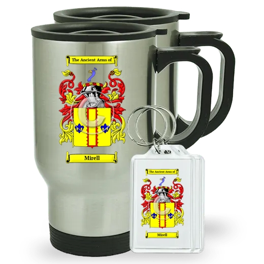 Mirell Pair of Travel Mugs and pair of Keychains