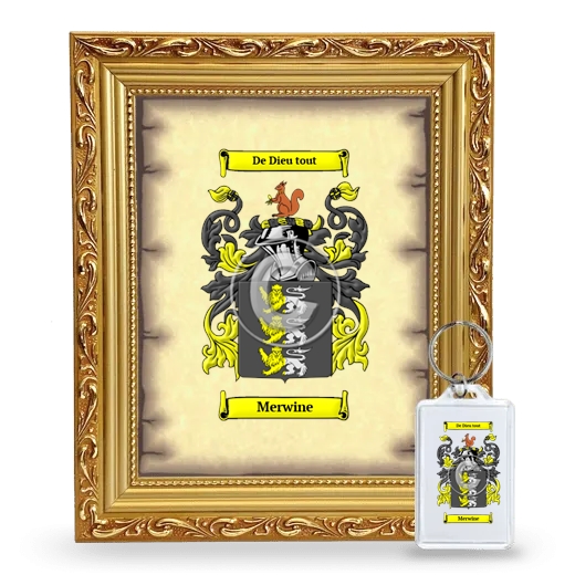 Merwine Framed Coat of Arms and Keychain - Gold