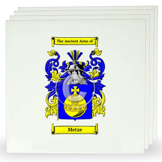Metze Set of Four Large Tiles with Coat of Arms