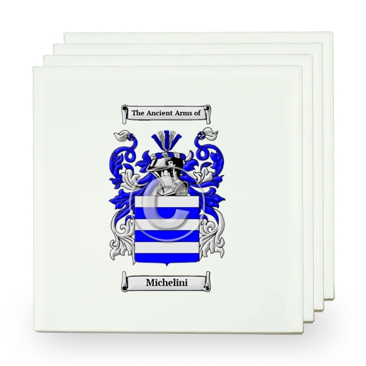 Michelini Set of Four Small Tiles with Coat of Arms